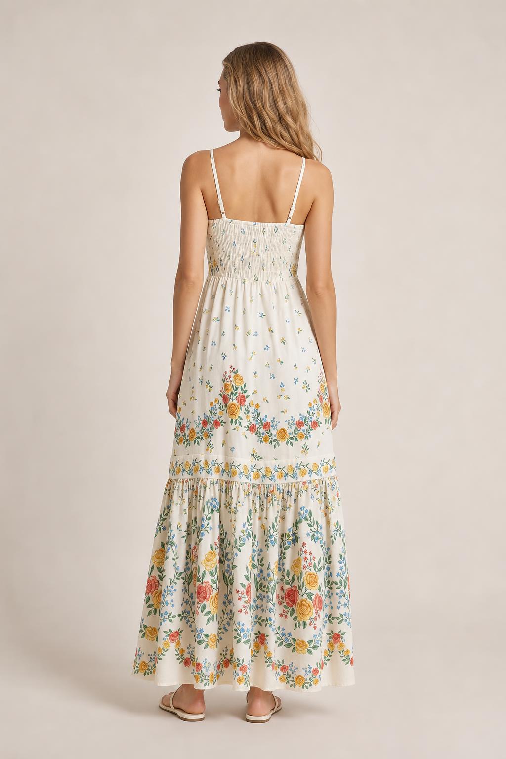 Back view showing smocked panel detail