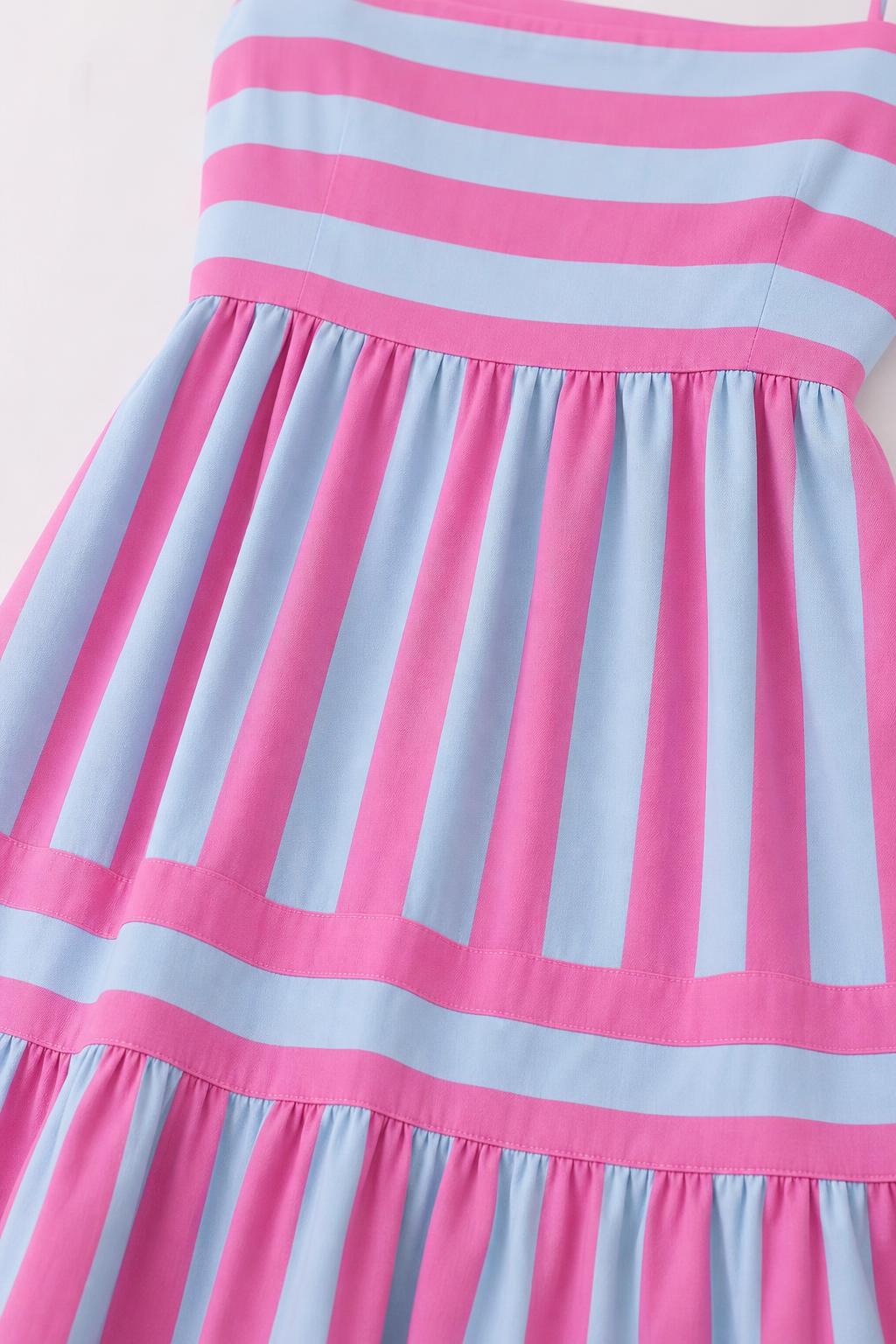 Close-up detail of stripe pattern and tiered construction