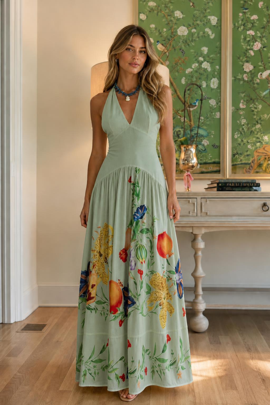 Front view of sage green color variant