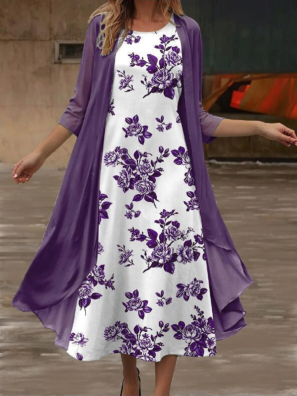 Chiffon Dress Two-Piece Set
