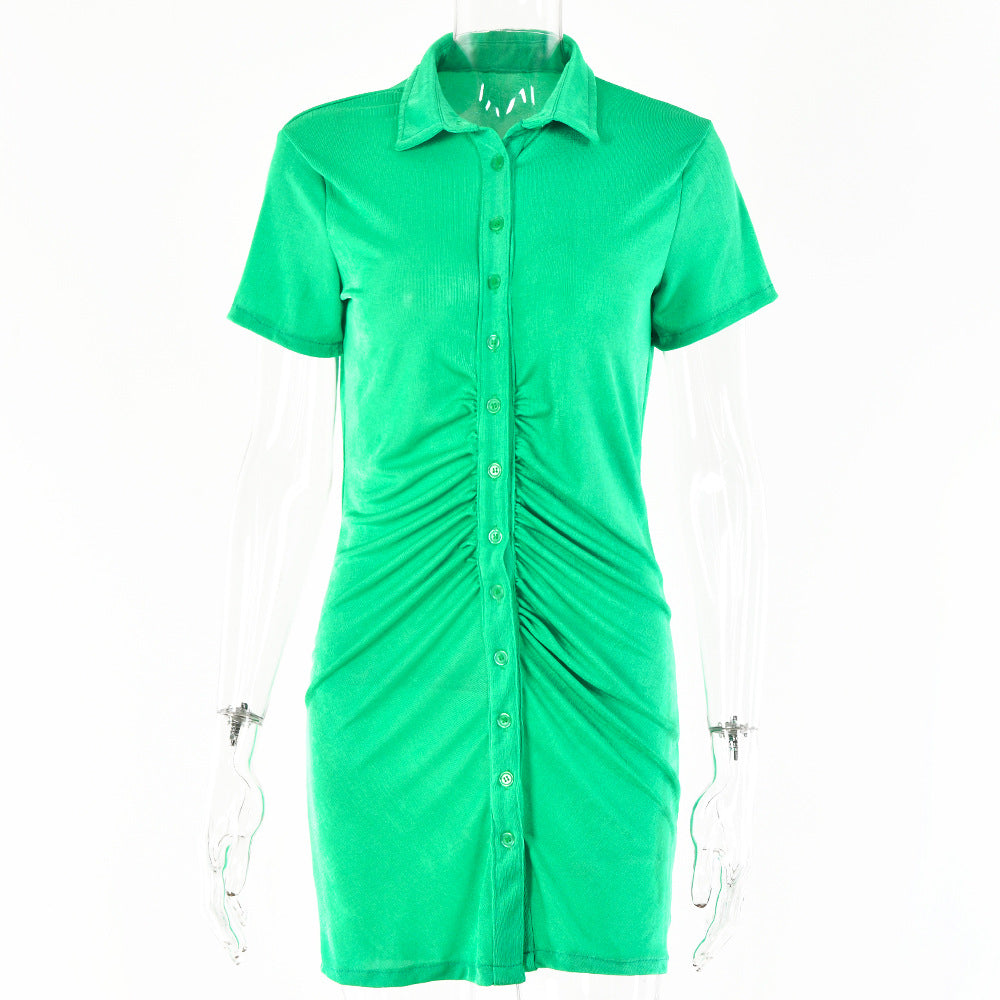 Slim-Fit Short-Sleeve Cardigan Single-Breasted Mid-Length Top