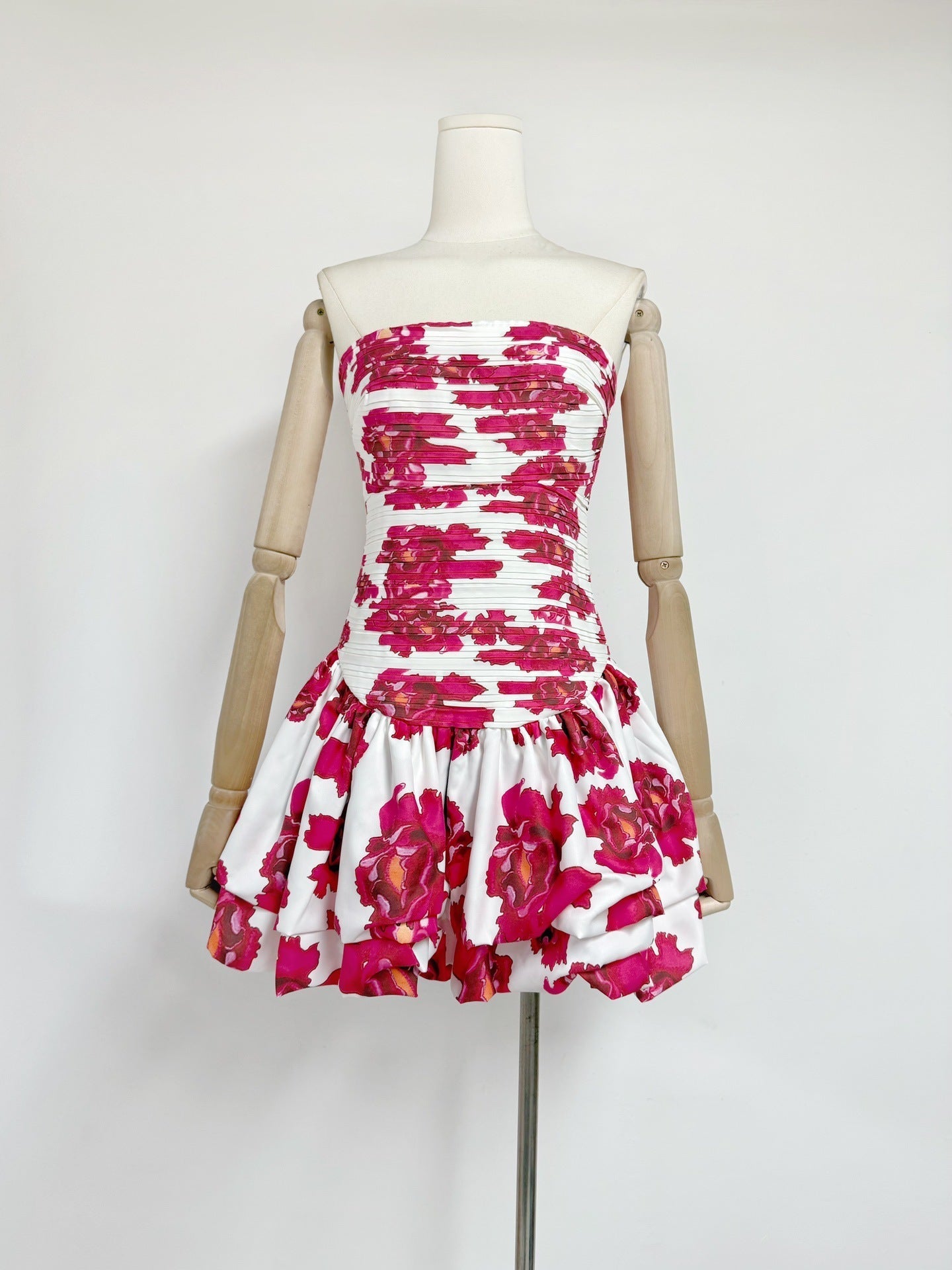 Strapless Pleated Playful Short Mini Dress