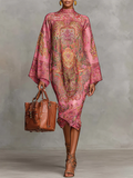 Plus Size Urban Paisley Printing Midi Dress