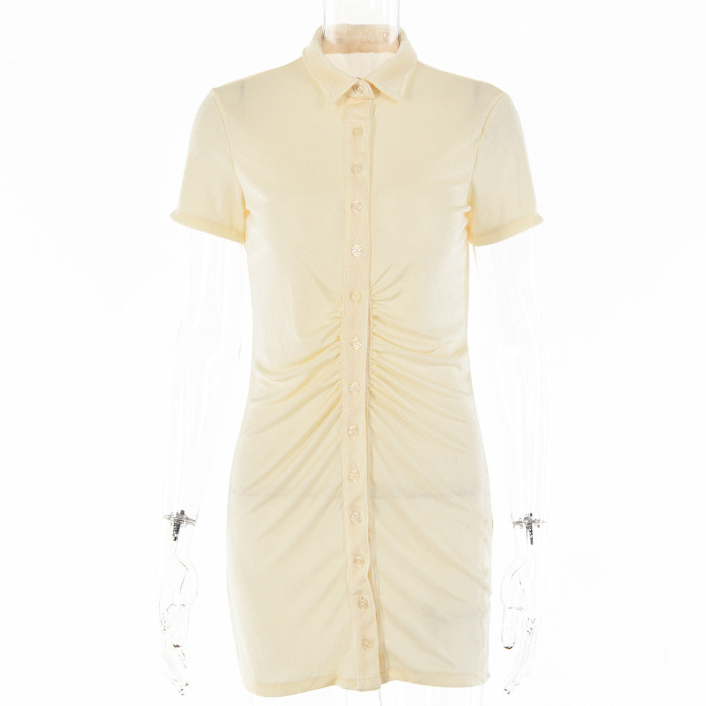 Slim-Fit Short-Sleeve Cardigan Single-Breasted Mid-Length Top