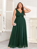 Double V-Neck A-Line Floor-Length Maxi Dress With Side Slits