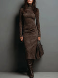 Elegant Suede Maxi Dress