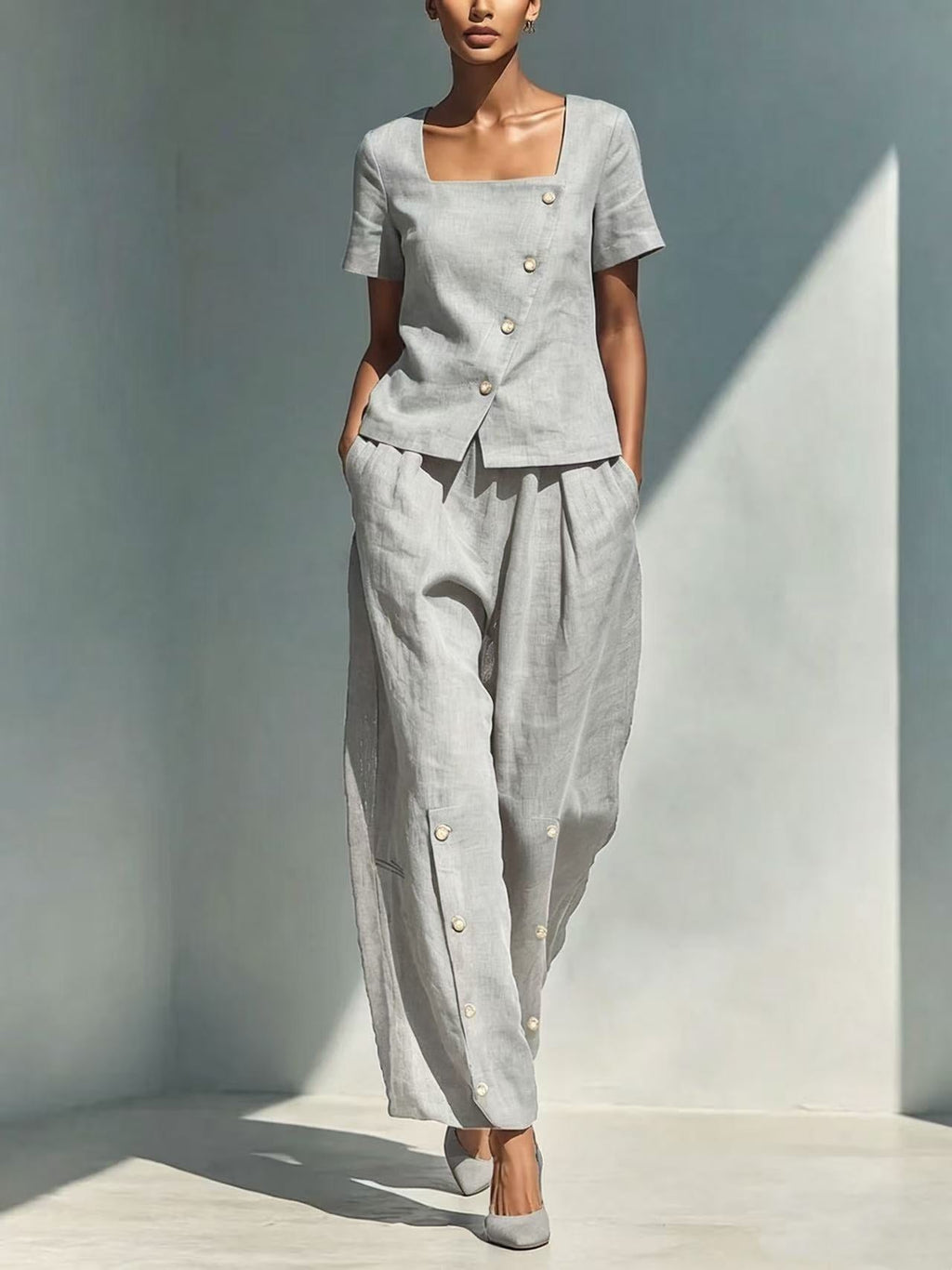 Tailored Linen Two-Piece Set