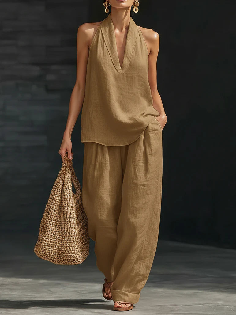Free Shipping Today - Cozy Minimalist Two-piece Linen Set
