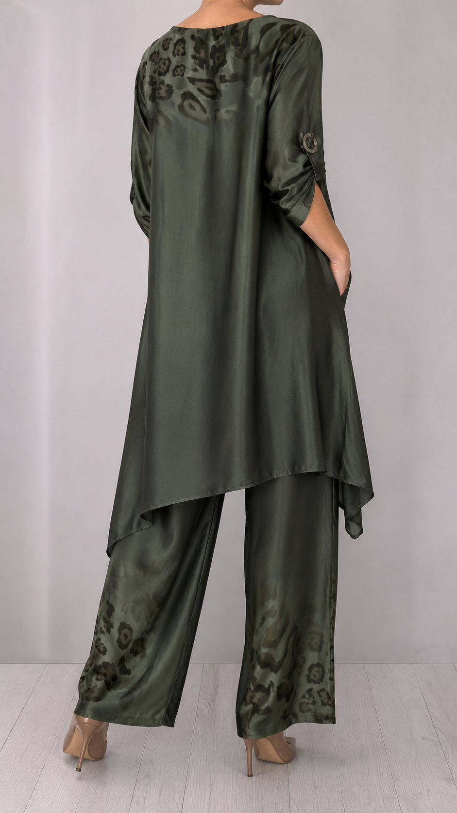 Leopard Satin Two Piece Pant Set