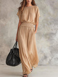 Smocked Waist Flowy Wide Leg Two Piece Set