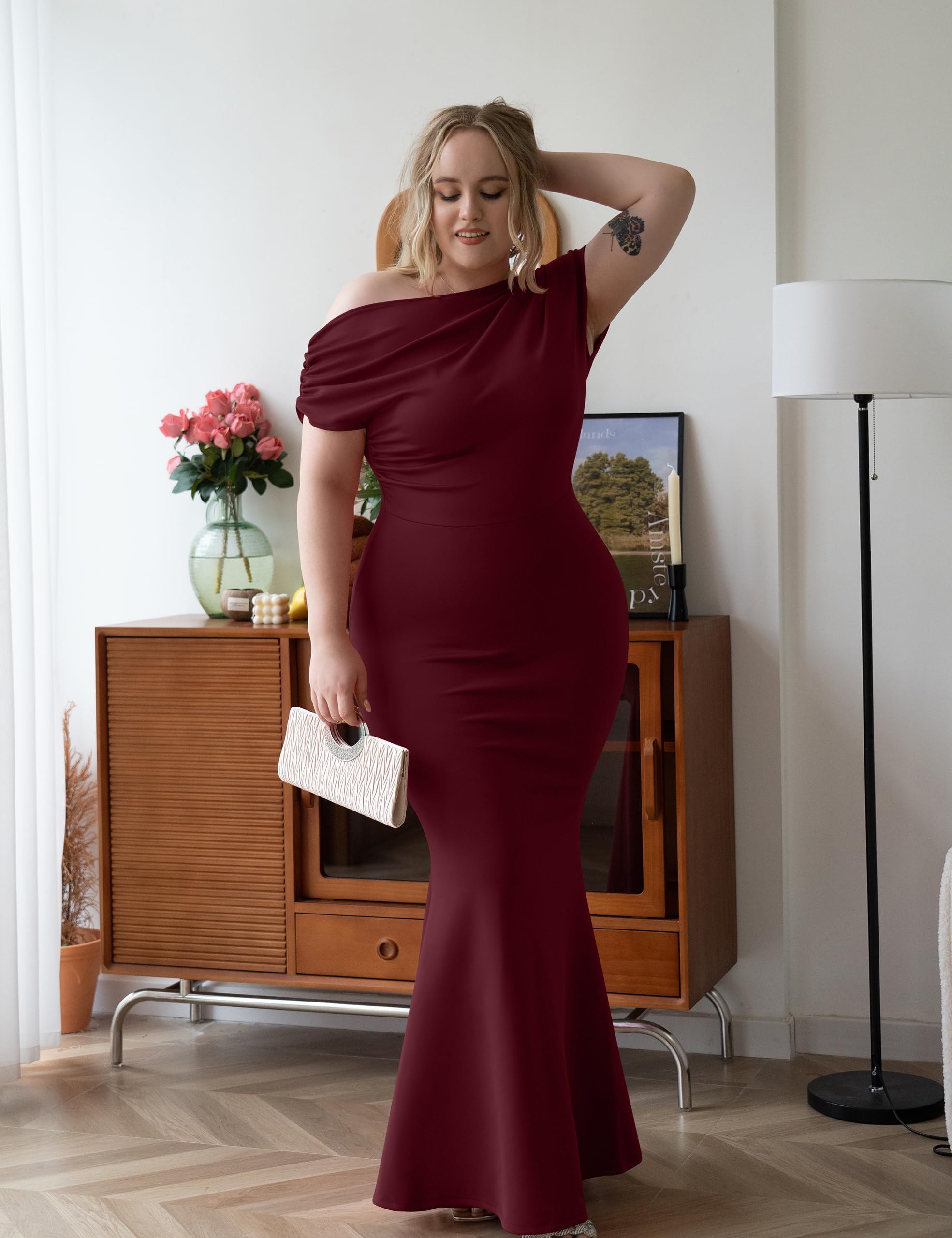 2025 Women's Elegant Sleeveless Off Shoulder Bodycon Long Formal Party Evening Dress
