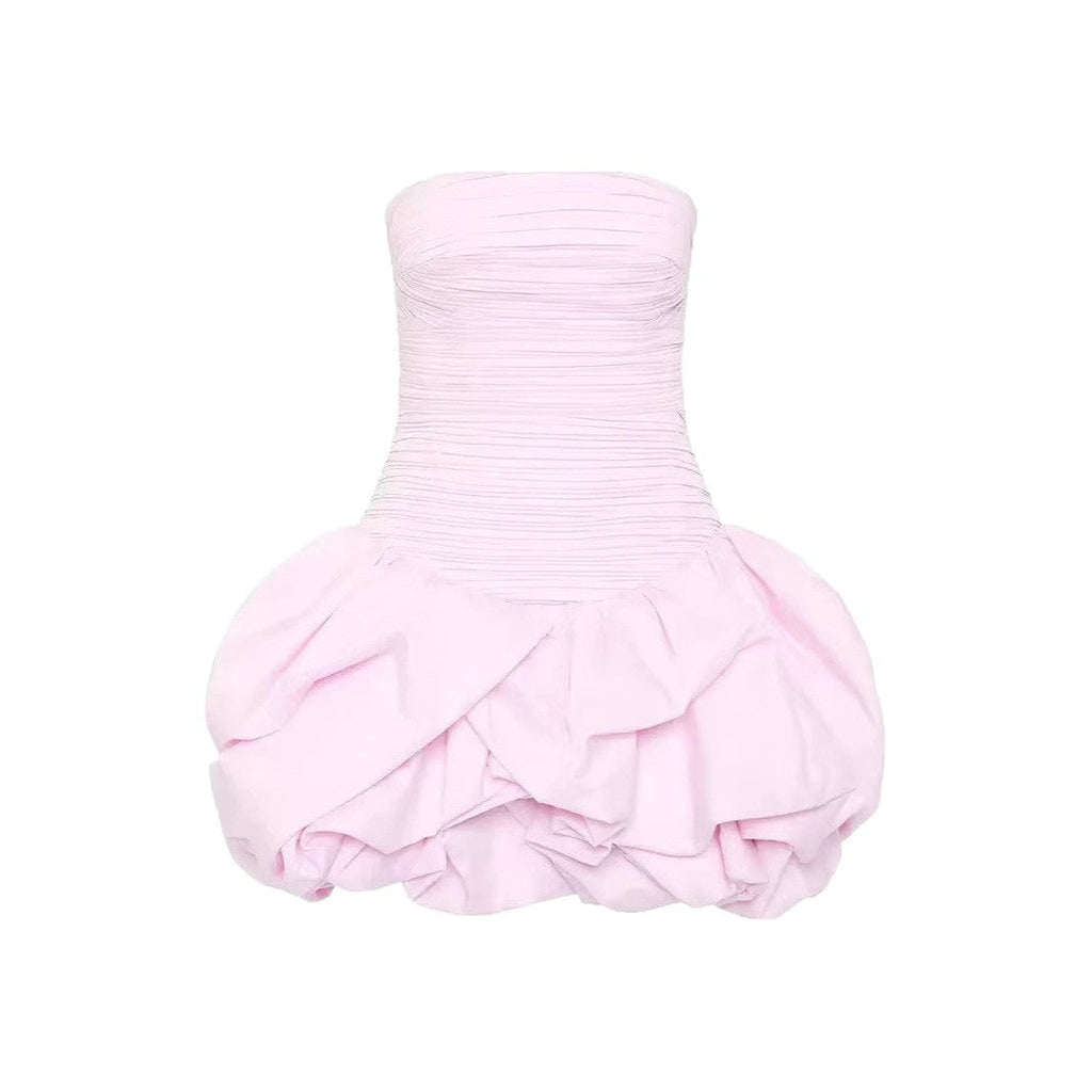 Strapless Pleated Playful Short Mini Dress