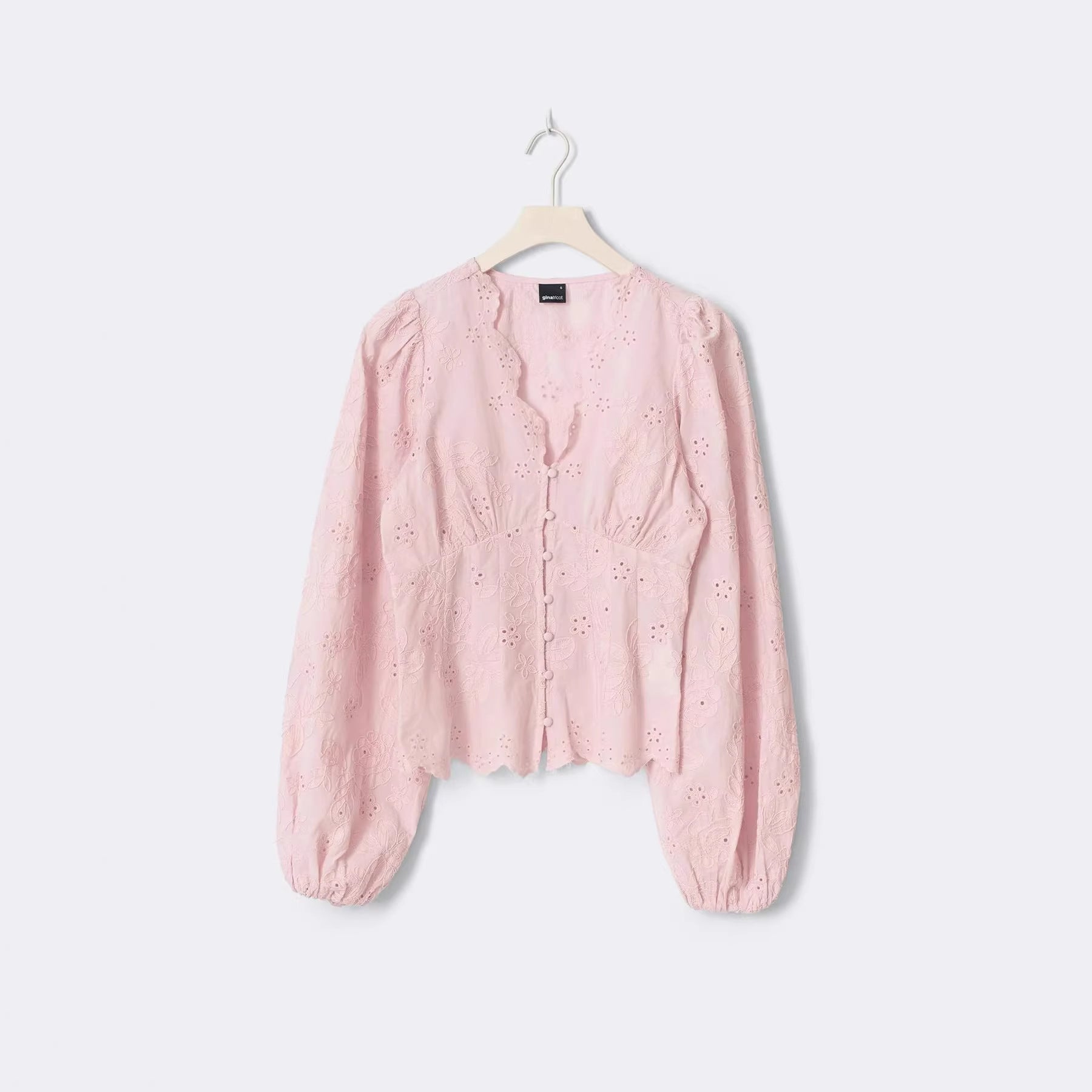 Lace-Trimmed Casual Solid-Color Shirt