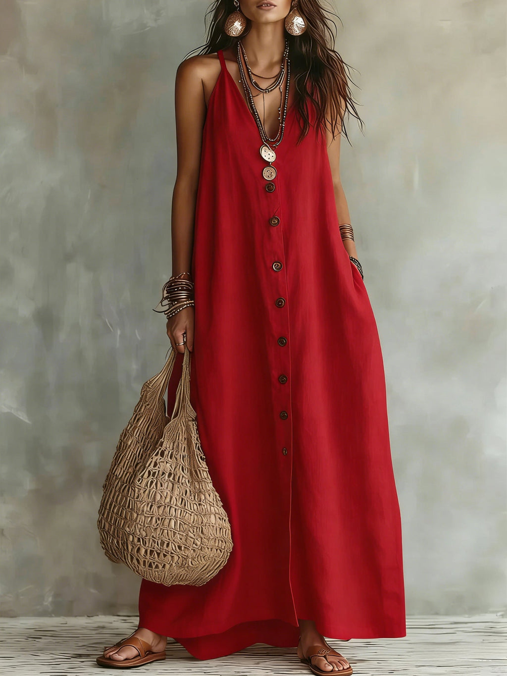 🌿 Boho Linen Maxi Dress: Effortless Summer Style